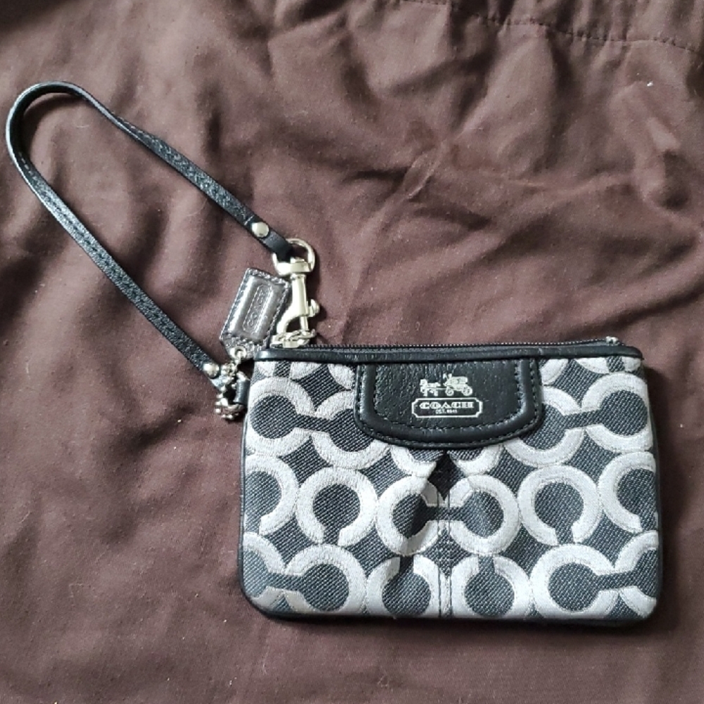 Coach Black and Gray Signature Wristlet